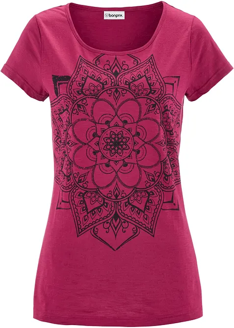 Topp i flamgarn, kort&auml;rmad, bonprix