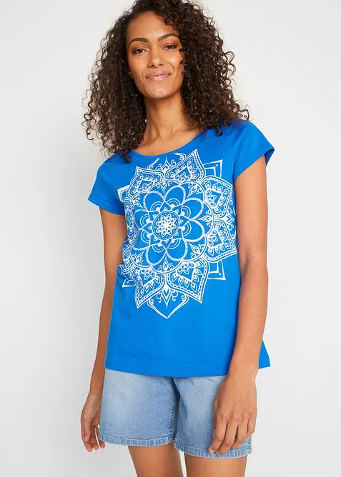 Topp i flamgarn, kort&auml;rmad, bonprix