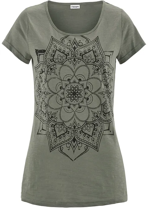 Topp i flamgarn, kort&auml;rmad, bonprix