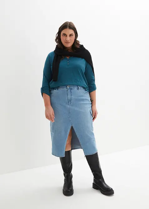 L&aring;ng&auml;rmad bomullstopp med knappsl&aring;, bonprix