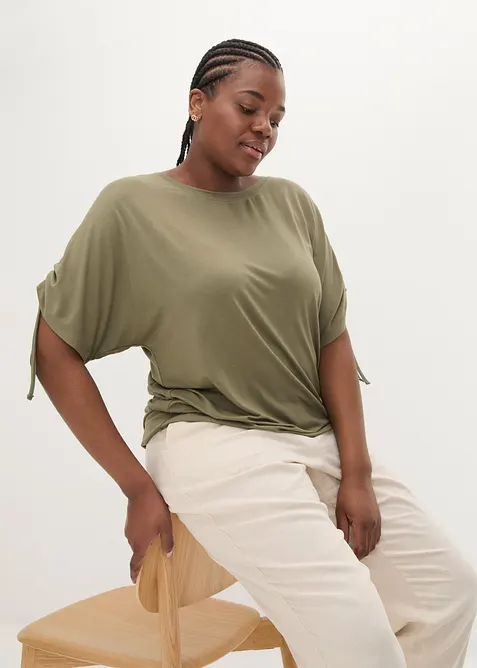 Viskostopp med rynkade &auml;rmslut, bonprix