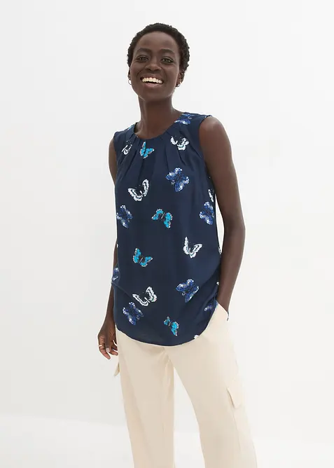 M&ouml;nstrat bluslinne av viskos med mjukt fall, bonprix