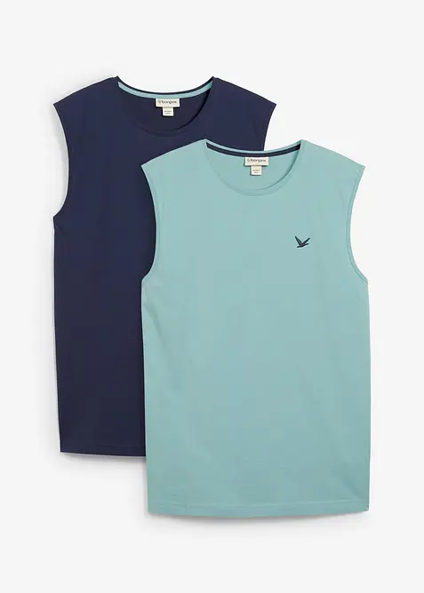 Linne med broderi, ekologisk bomull (2-pack), bonprix