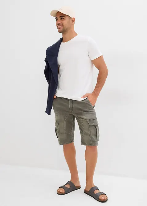 Jeansshorts i trik&aring;, Regular Fit, bonprix