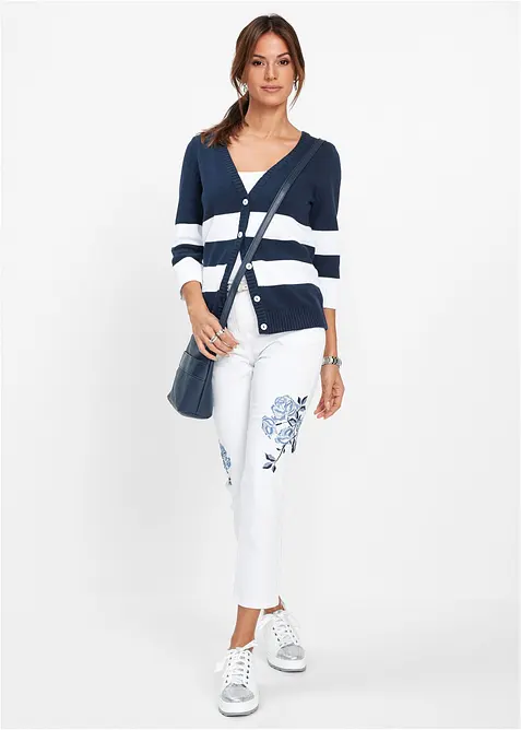 Randig bomullscardigan, bonprix