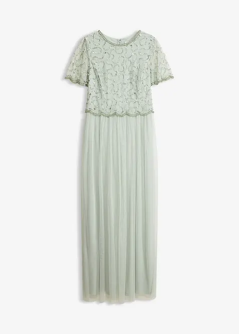 Maxikl&auml;nning av finaste tyll med paljettbroderi, bonprix