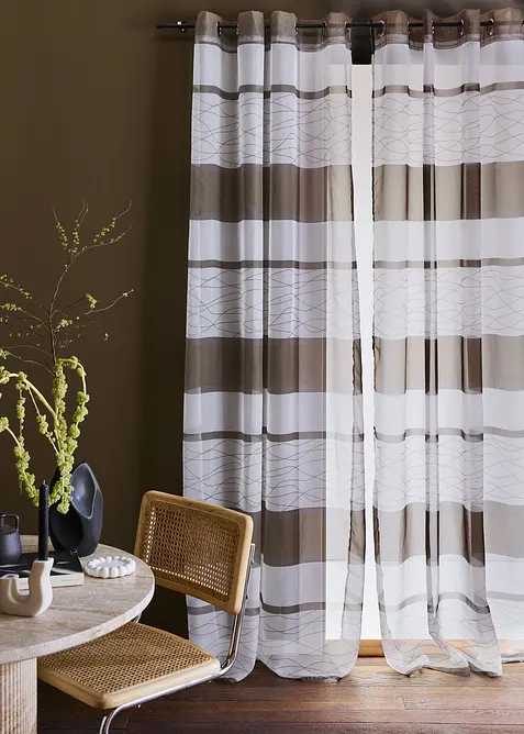 Transparent gardin med tv&auml;rr&auml;nder (1-pack), bonprix