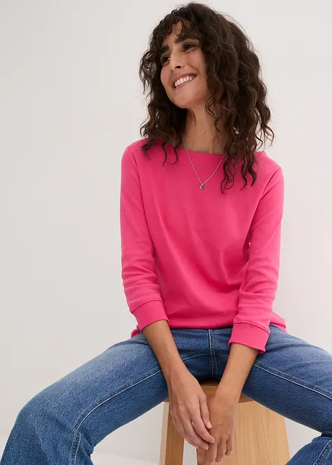 L&aring;ng&auml;rmad topp i ren ekologisk bomull, bonprix