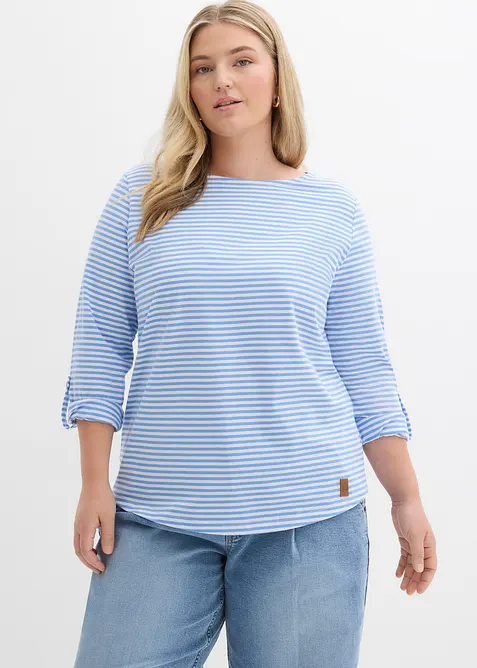 L&aring;ng&auml;rmad topp i ren bomull, bonprix