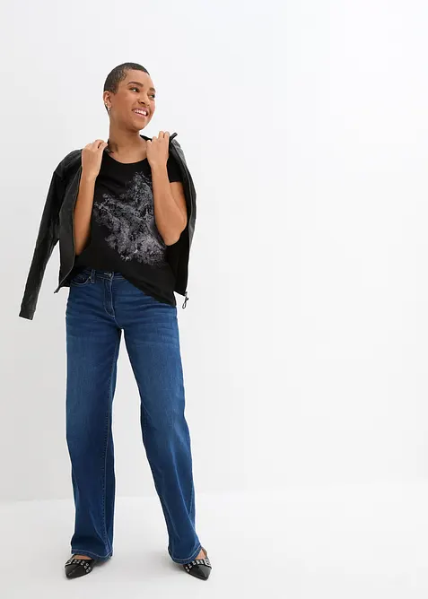 Bomullstopp i flamgarn, kort&auml;rmad, bonprix