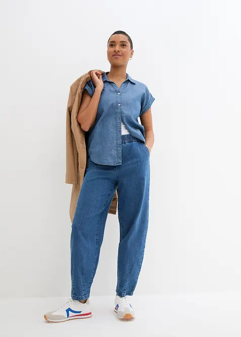 Mom Jeans High Waist, med bekv&auml;m midja, bonprix
