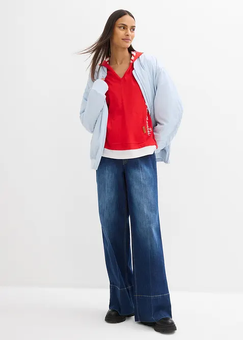 Bomullstopp med luva och 3/4-&auml;rm, bonprix