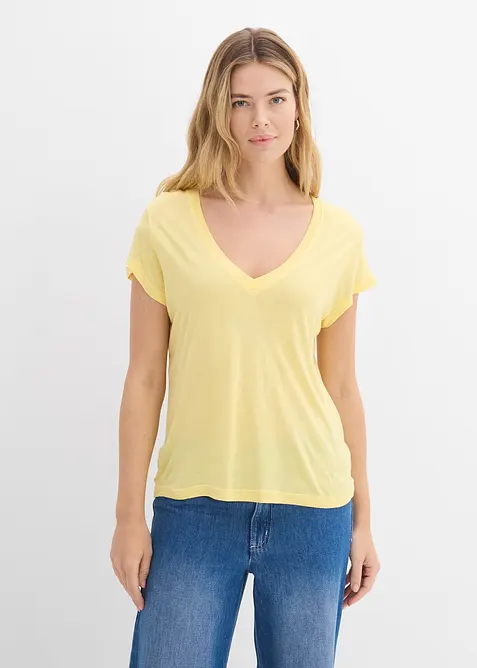 V-ringad topp i mjuk viskos, bonprix