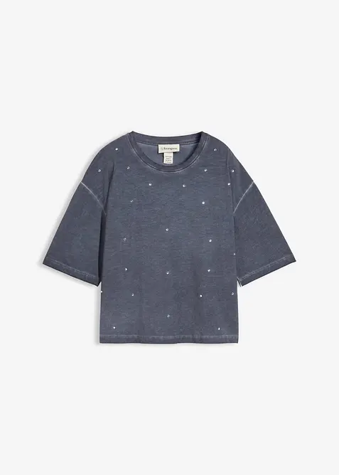 T-shirt i bomull med glitterstenar, bonprix