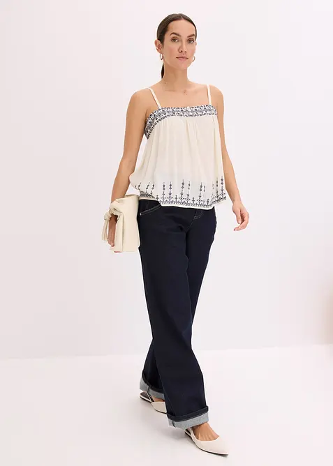 Linne med broderi, bonprix