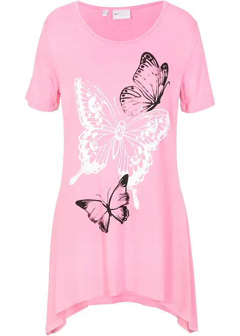 L&aring;ng topp  med flikig nederkant fj&auml;rilsm&ouml;nster, bonprix