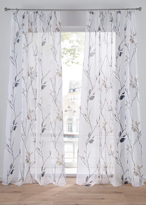 Transparent gardin av l&auml;tt voile, &auml;ven extral&aring;ng (1-pack), bonprix