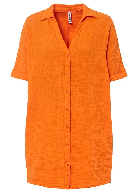 L&aring;ng muslinblus i oversizemodell av bomullsmuslin, bonprix