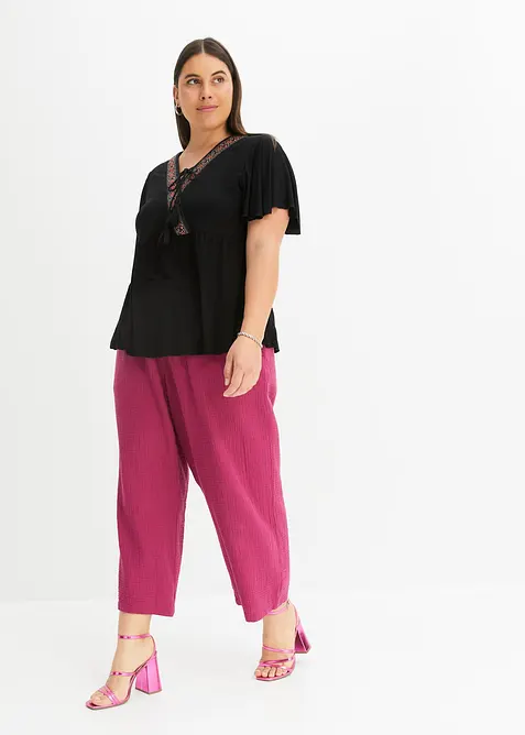 Marlenebyxa i bomullsmuslin, bonprix