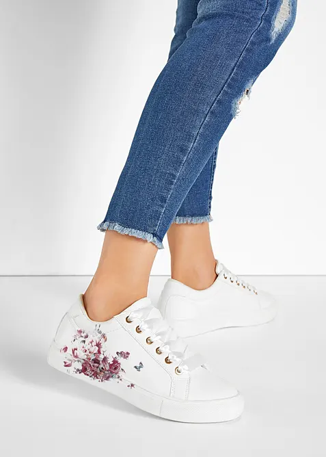 Sneakers med blommotiv, bonprix
