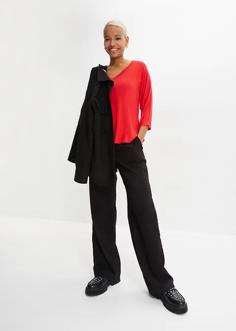 Topp med 3/4-&auml;rm i elastisk viskos, bonprix