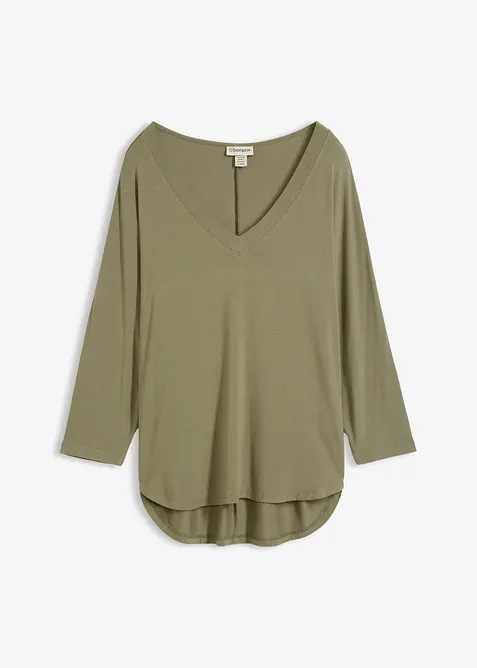 Topp med 3/4-&auml;rm i elastisk viskos, bonprix