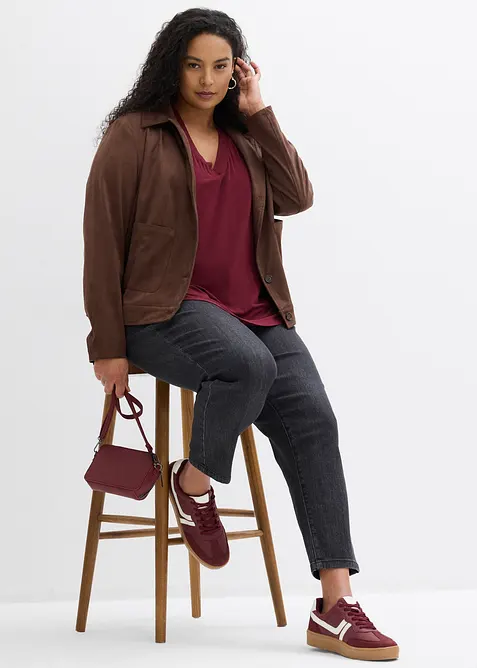 Topp med 3/4-&auml;rm i elastisk viskos, bonprix