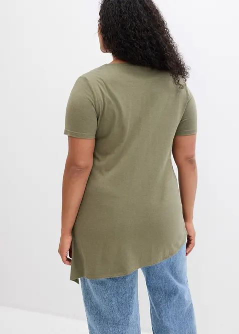 Asymmetrisk l&aring;ng topp i bomull och viskos, bonprix