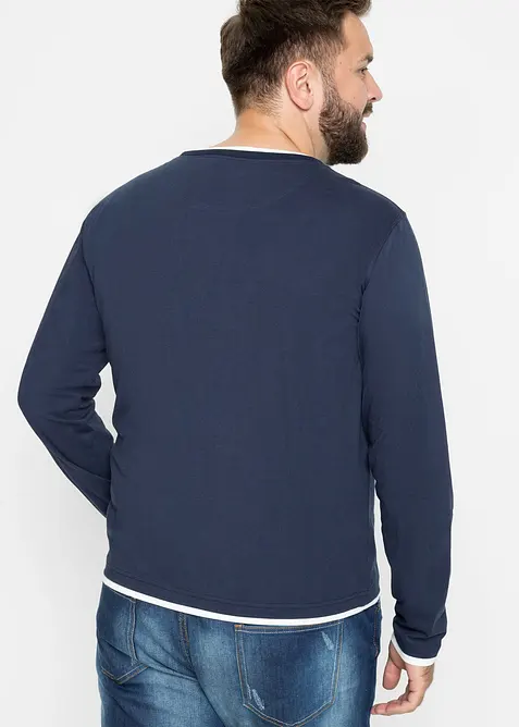 L&aring;ng&auml;rmad T-shirt med 2-i-1-look (2-pack), bonprix