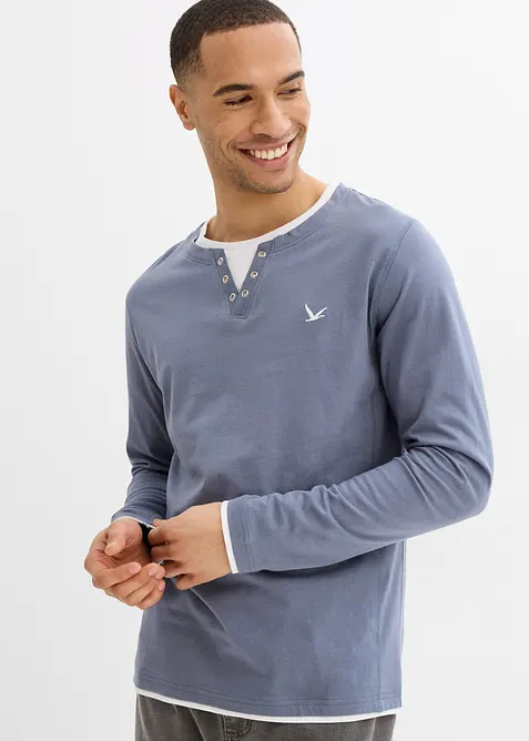 L&aring;ng&auml;rmad T-shirt med 2-i-1-look (2-pack), bonprix