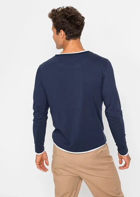 L&aring;ng&auml;rmad T-shirt med 2-i-1-look (2-pack), bonprix