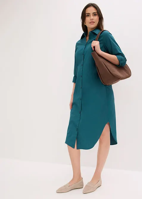 Skjortkl&auml;nning i bomullspoplin, bonprix