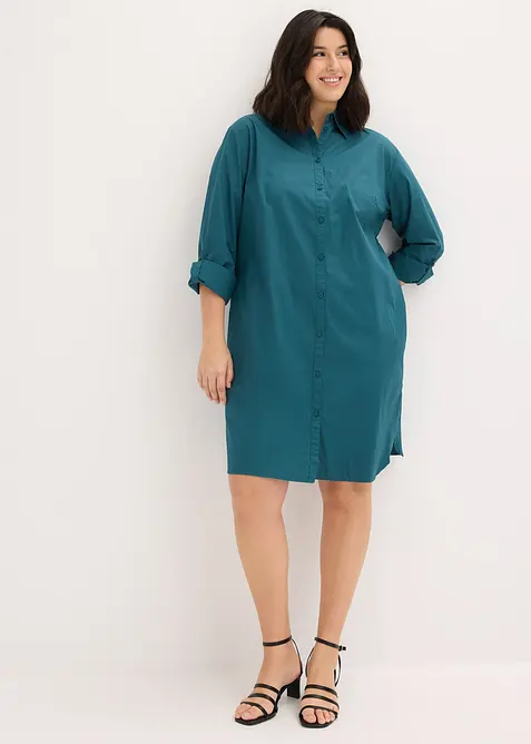 Skjortkl&auml;nning i bomullspoplin, bonprix