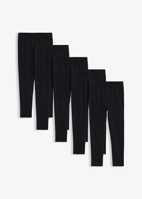 Leggings i ekologisk bomull med stretch (5-pack), bonprix
