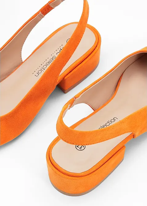 Slingbackpumps med l&aring;g blockklack, bonprix