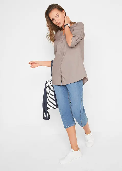 Blus i linneblandning med 3/4-&auml;rm, bonprix