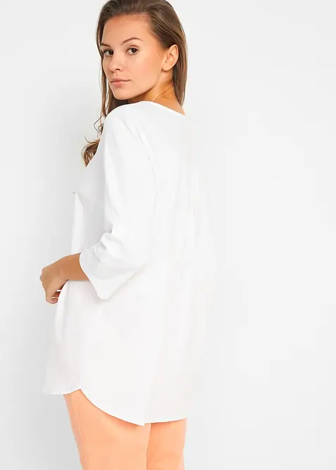 Blus i linneblandning med 3/4-&auml;rm, bonprix