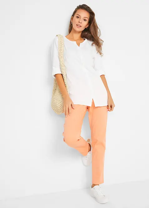 Blus i linneblandning med 3/4-&auml;rm, bonprix