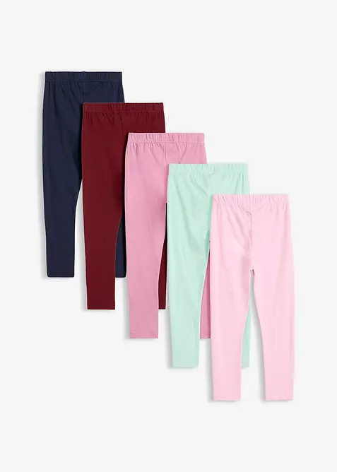 Leggings i ekologisk bomull med stretch (5-pack), bonprix