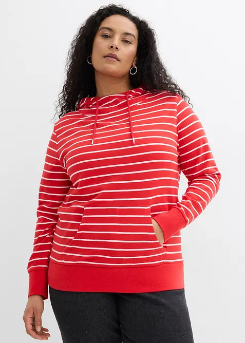 Sweatshirt med luva i bomullsmix, bonprix
