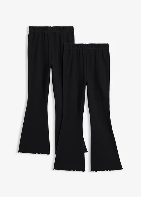 Ribbstickade, utsv&auml;ngda leggings (2-pack), bonprix