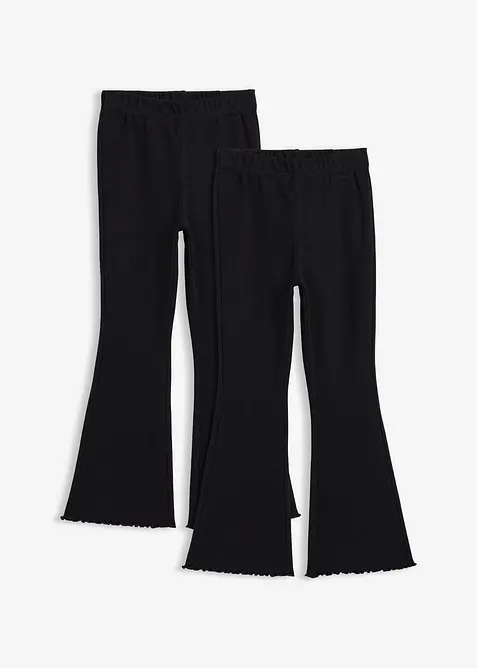 Ribbstickade, utsv&auml;ngda leggings (2-pack), bonprix