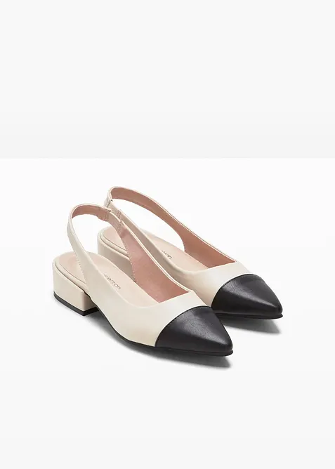 Slingbackpumps med l&aring;g blockklack, bonprix