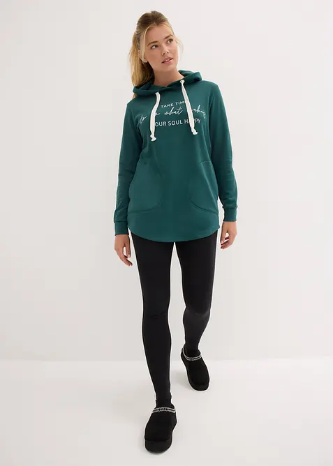Tr&auml;ningsoverall med l&aring;ng oversizesweatshirt och leggings (2 delar), bonprix