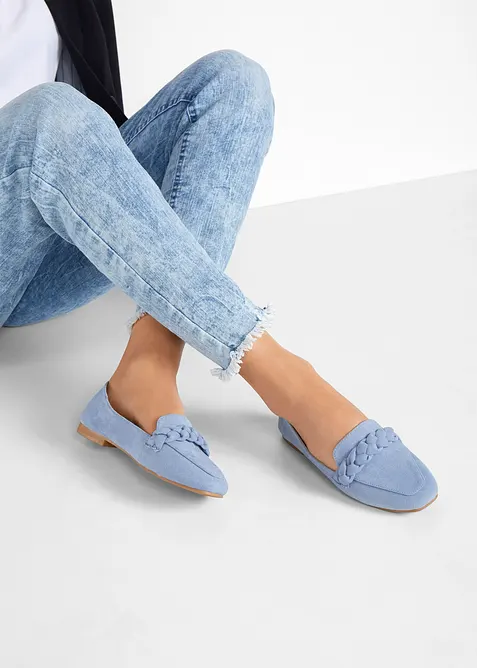 Loafers med fl&auml;tade remmar, bonprix