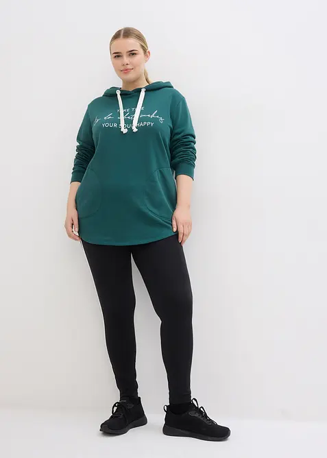 Tr&auml;ningsoverall med l&aring;ng oversizesweatshirt och leggings (2 delar), bonprix
