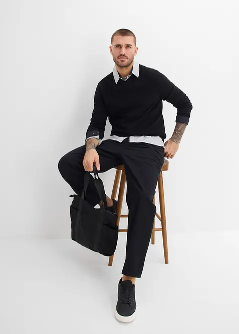 Twillbyxa med bekv&auml;m midja, avslappnad passform, raka ben, bonprix