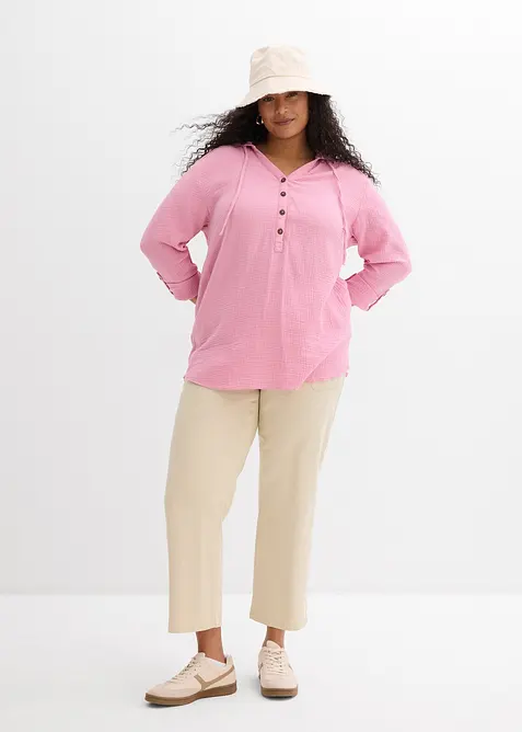 Muslinblus med luva, bonprix