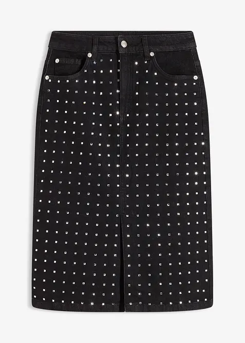 Jeanskjol med strassapplikation, bonprix