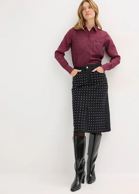 Jeanskjol med strassapplikation, bonprix